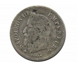 Франция 20 сантимов 1866 г. A (небольшая деформация)