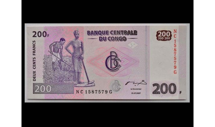 ДР Конго 200 франков 2007 г.
