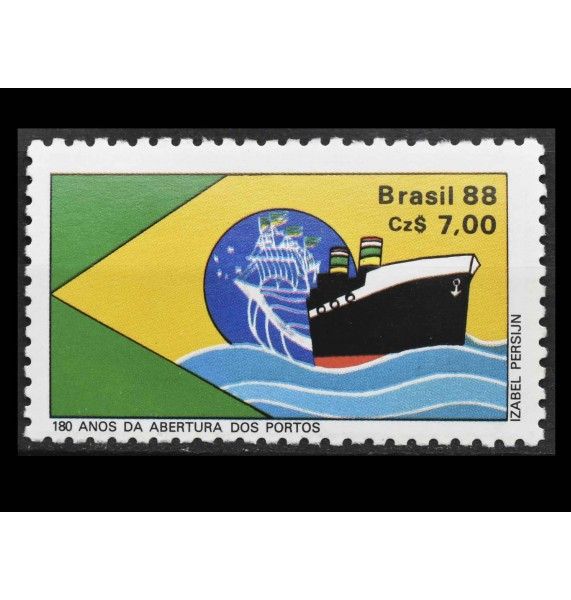Бразилия 1988 г. "180 лет открытию портов"
