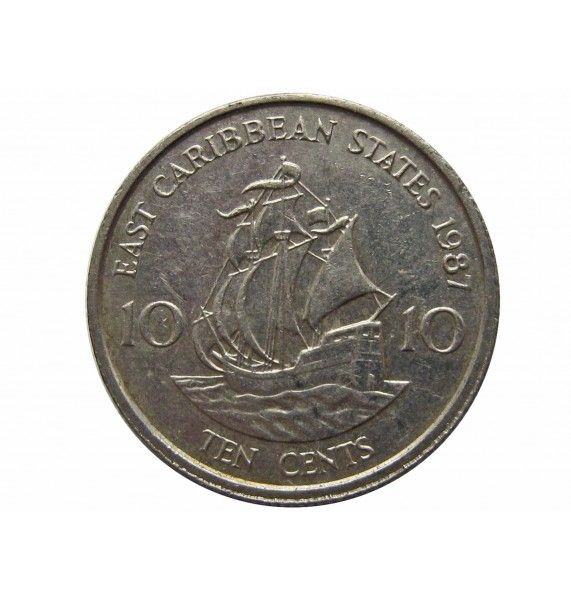 Восточно-Карибские штаты 10 центов 1987 г.