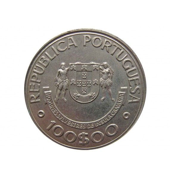 Португалия 100 эскудо 1989 г. (Открытие Канарских островов)
