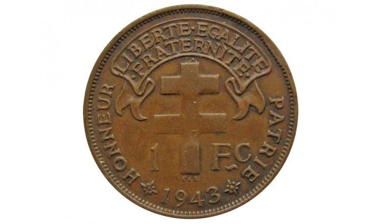 Мадагаскар 1 франк 1943 г.