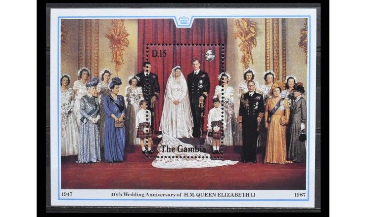 Гамбия 1988 г. "Королева Елизавета II, 40-я годовщина свадьбы" 