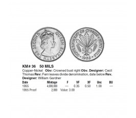 Кипр 50 милс 1955 г. Кипр 50 милс 1955 г.