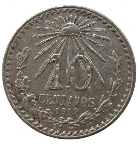 Мексика 10 сентаво 1919 г.