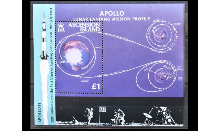 Остров Вознесения 1989 г. "Высадка на Луну, 20-я годовщина"