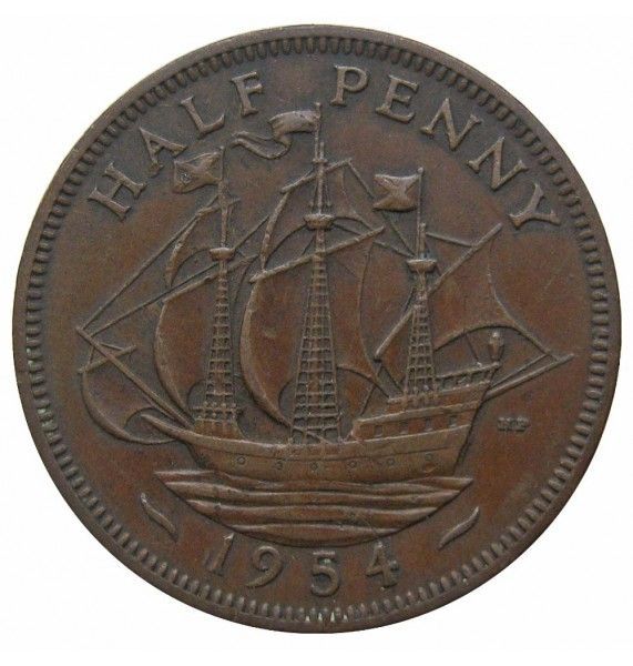 Великобритания 1/2 пенни 1954 г.