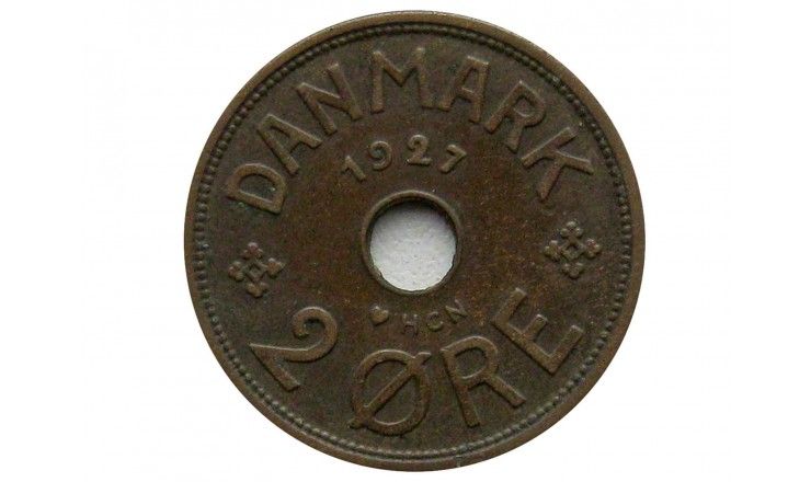 Дания 2 эре 1927 г. HCN GJ
