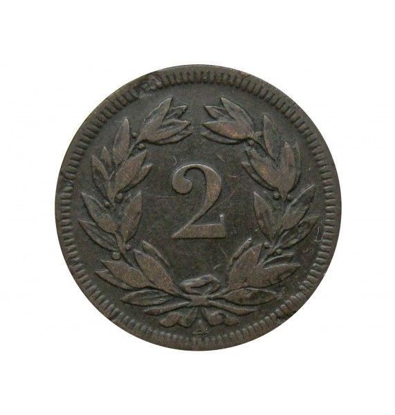Швейцария 2 раппена 1851 г.