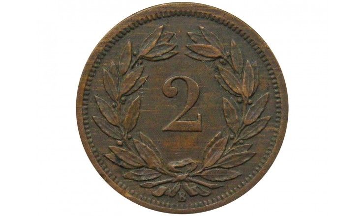 Швейцария 2 раппена 1890 г.