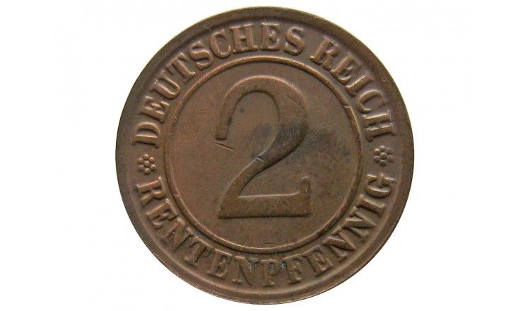 Германия 2 пфеннига (renten) 1923 г. D