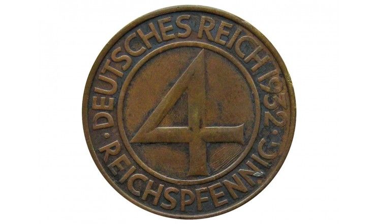 Германия 4 пфеннига 1932 г. D