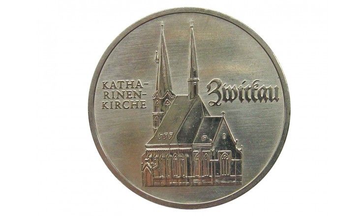 Германия 5 марок 1989 г. (500 лет со дня рождения Томаса Мюнцера, Церковь Св. Екатерины в Цвиккау)