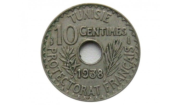 Тунис 10 сантимов 1938 г.