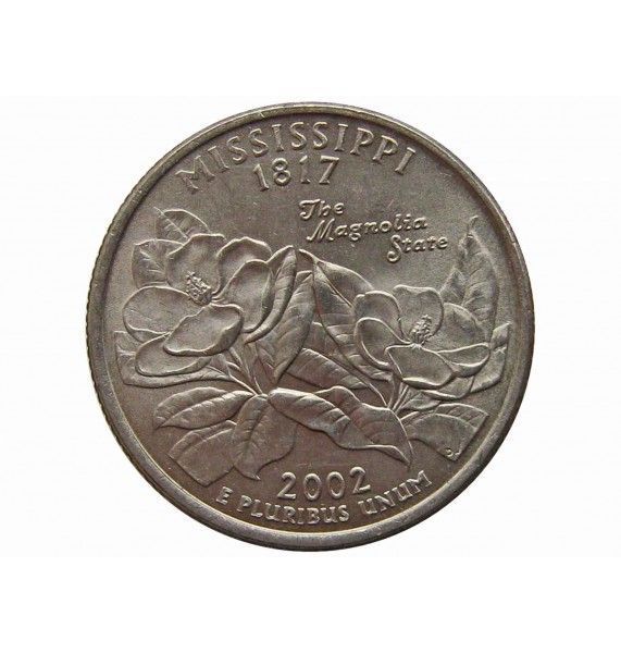 США квотер (25 центов) 2002 г. "Миссисипи" P