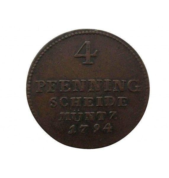 Брауншвейг-Люнебург-Каленберг-Ганновер 4 пфеннига 1794 г.