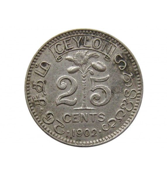 Цейлон 25 центов 1902 г.