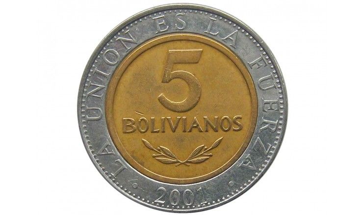 Боливия 5 боливиано 2001 г. 
