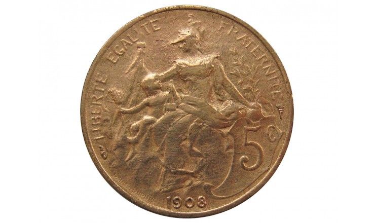Франция 5 сантимов 1908 г. A