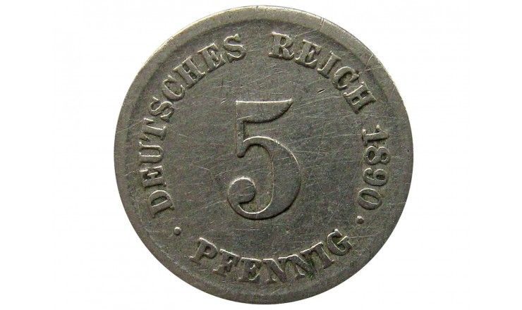 Германия 5 пфеннигов 1890 г. F