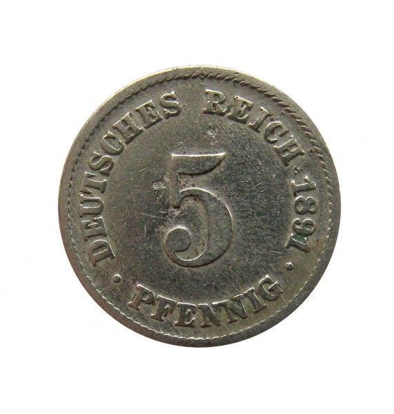 Германия 5 пфеннигов 1891 г. F