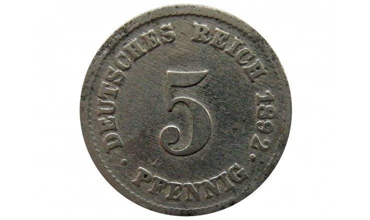 Германия 5 пфеннигов 1892 г. G