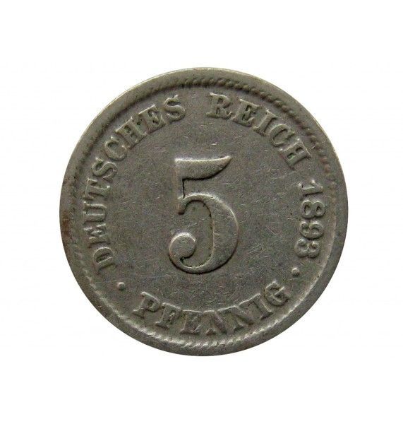 Германия 5 пфеннигов 1893 г. D