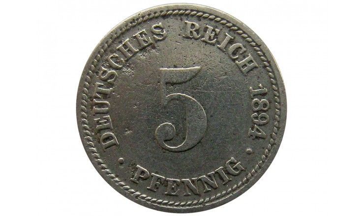 Германия 5 пфеннигов 1894 г. D