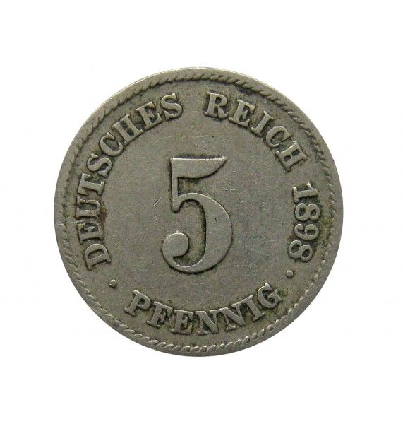 Германия 5 пфеннигов 1898 г. F