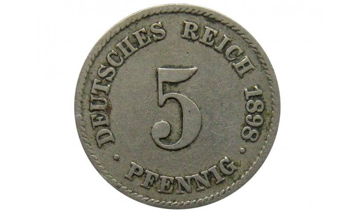 Германия 5 пфеннигов 1898 г. F