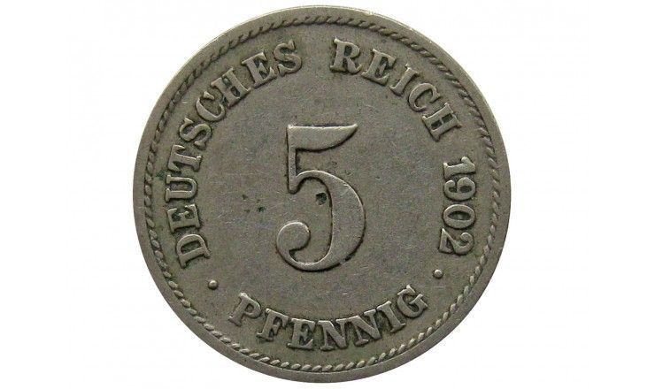 Германия 5 пфеннигов 1902 г. G