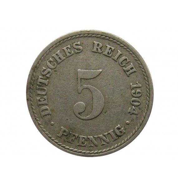 Германия 5 пфеннигов 1904 г. A