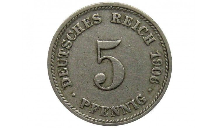 Германия 5 пфеннигов 1906 г. D