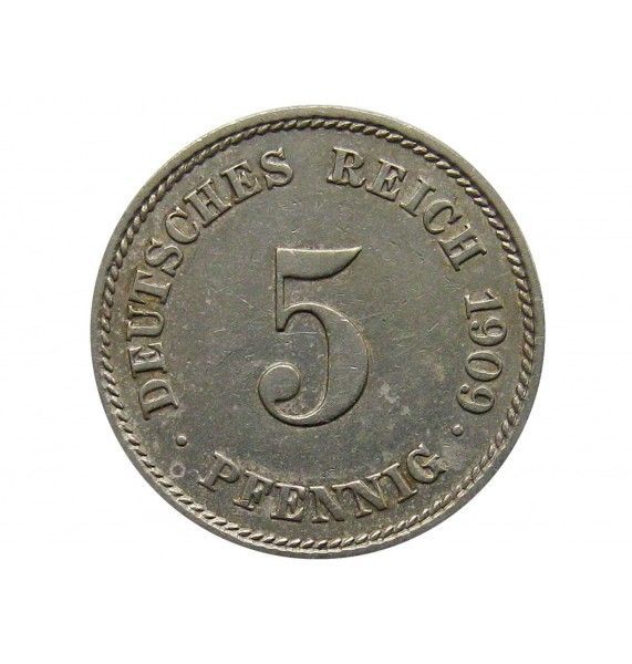 Германия 5 пфеннигов 1909 г. J