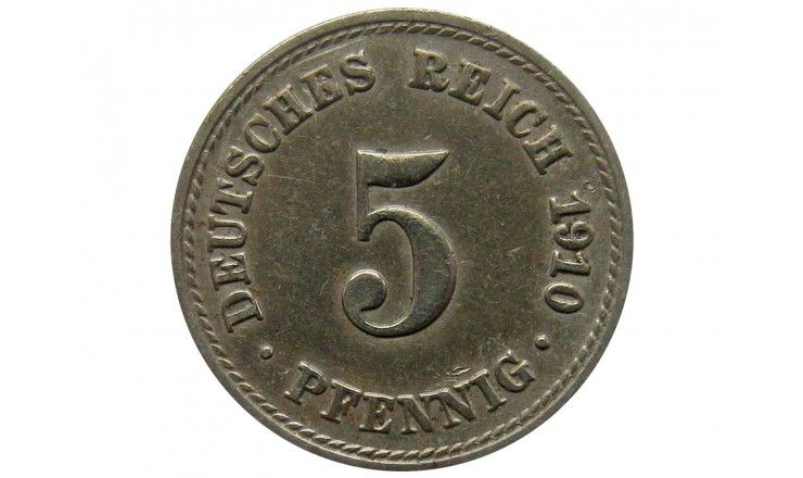 Германия 5 пфеннигов 1910 г. A