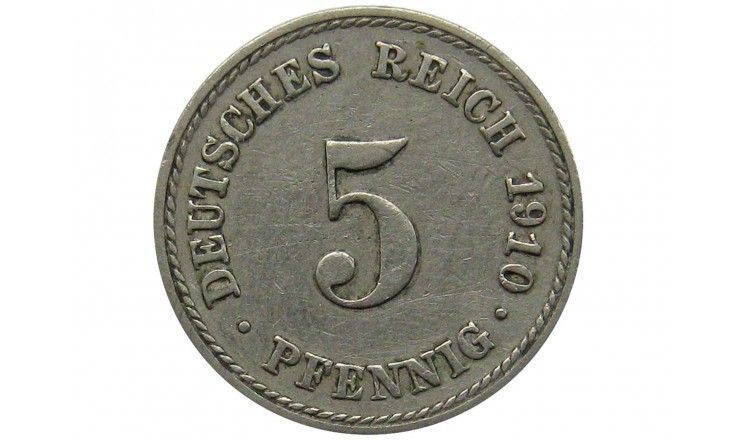 Германия 5 пфеннигов 1910 г. F