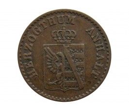 Ангальт-Бернбург 1 пфенниг 1864 г. А (небольшая деформация)