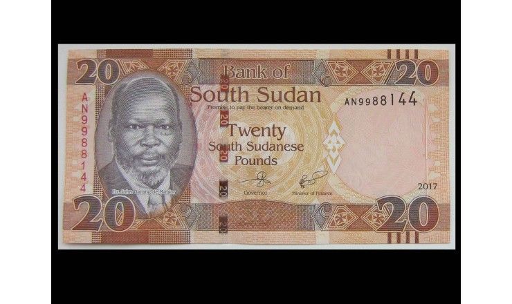 Южный Судан 20 фунтов 2017 г.