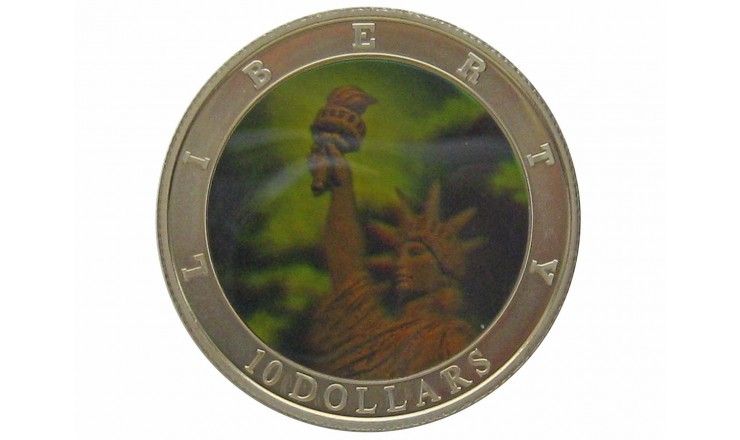 Либерия 10 долларов 2002 г. (Статуя Свободы )