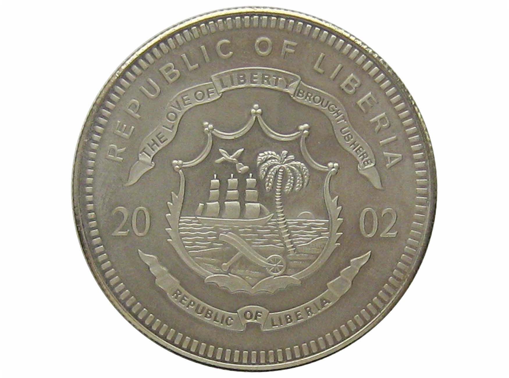 Либерия 10 долларов 2002 года. Доллар Либерии 2002. Либерия 1 доллар 2002. Монета Либерия 2006 10 долларов Франкфурт. 2002 долларов в рублях