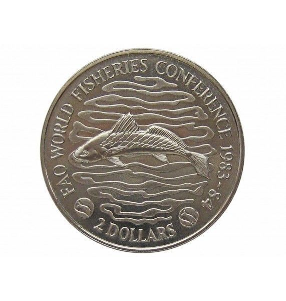 Либерия 2 доллара 1983 г. (Международная конференция по рыболовству)
