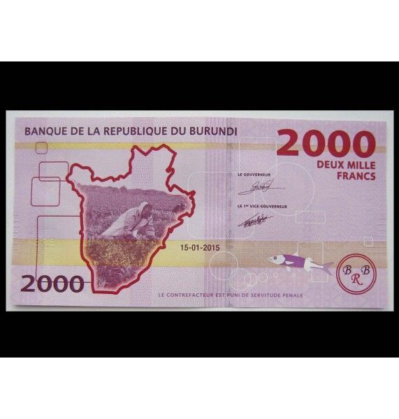 Бурунди 2000 франков 2015 г.