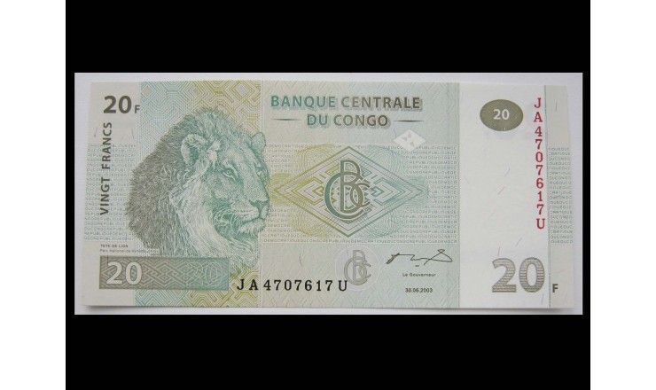 ДР Конго 20 франков 2003 г.