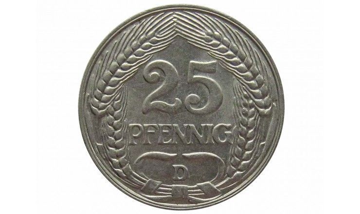 Германия 25 пфеннигов 1911 г. D