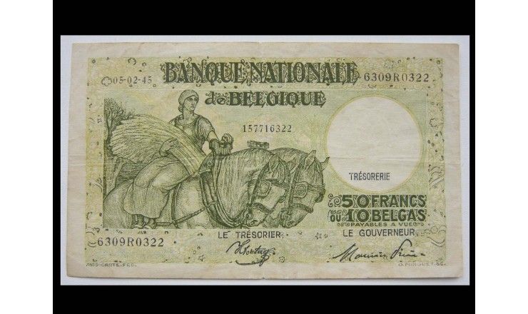 Бельгия 50 франков 1945 г.