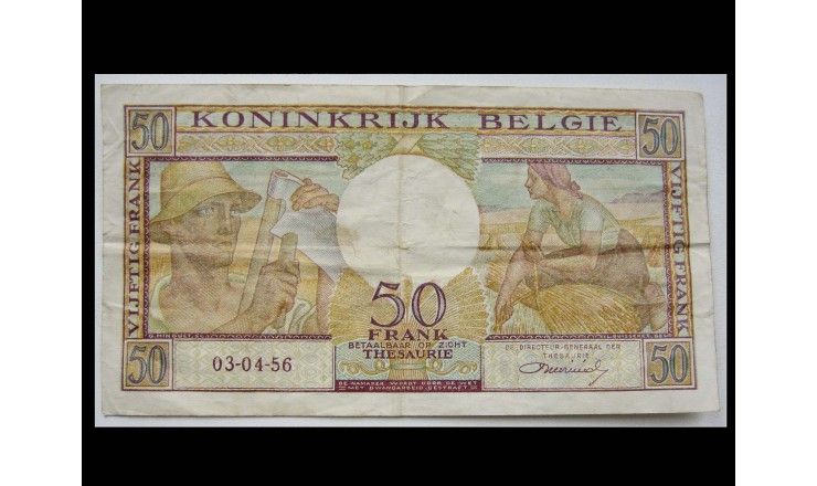 Бельгия 50 франков 1956 г.