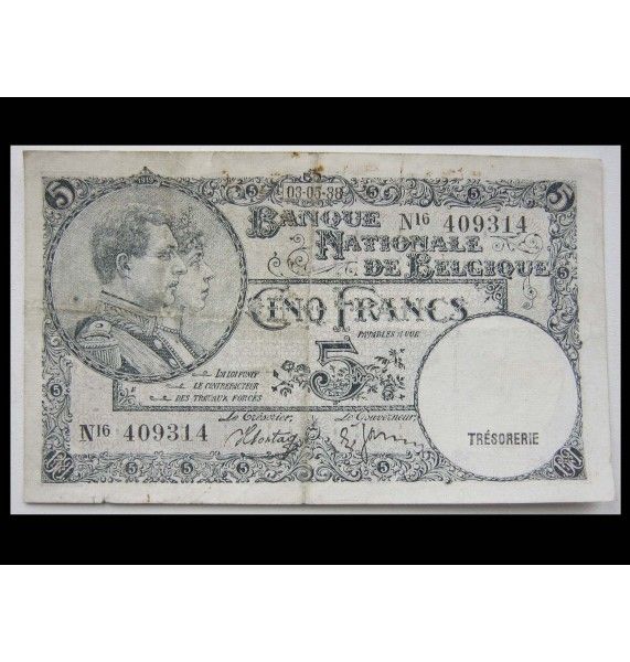 Бельгия 5 франков 1938 г.
