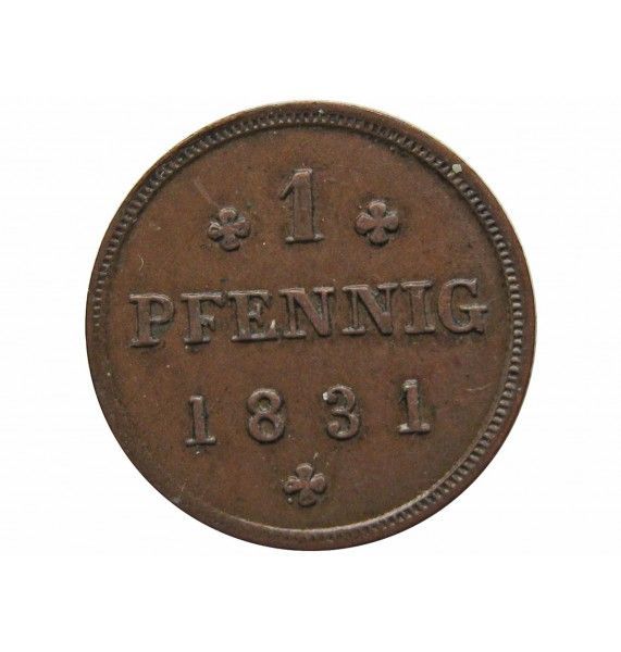 Мекленбург-Шверин 1 пфенниг 1831 г. B