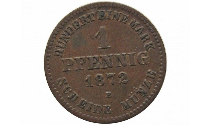 Мекленбург-Шверин 1 пфенниг 1872 г. B