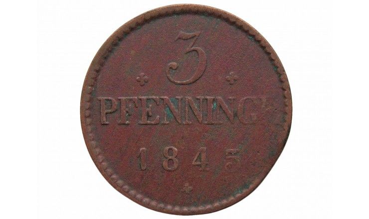 Мекленбург-Шверин 3 пфеннига 1845 г. A